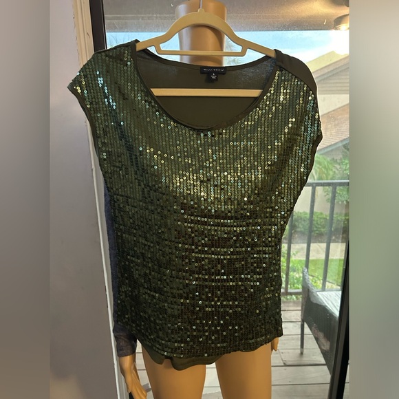Willi Smith deep green, sequin top. Sz. Small - Picture 4 of 6